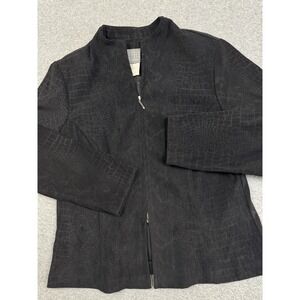 VTG Rabbit Designs Reptile Print Jacket Womens 12 Poly Blend Full Zip Goth Retro